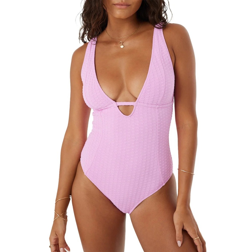 Roxy Juniors‎ Small Haleiwa Plunge-Neckline One-Piece Swimsuit Purple $106 2637